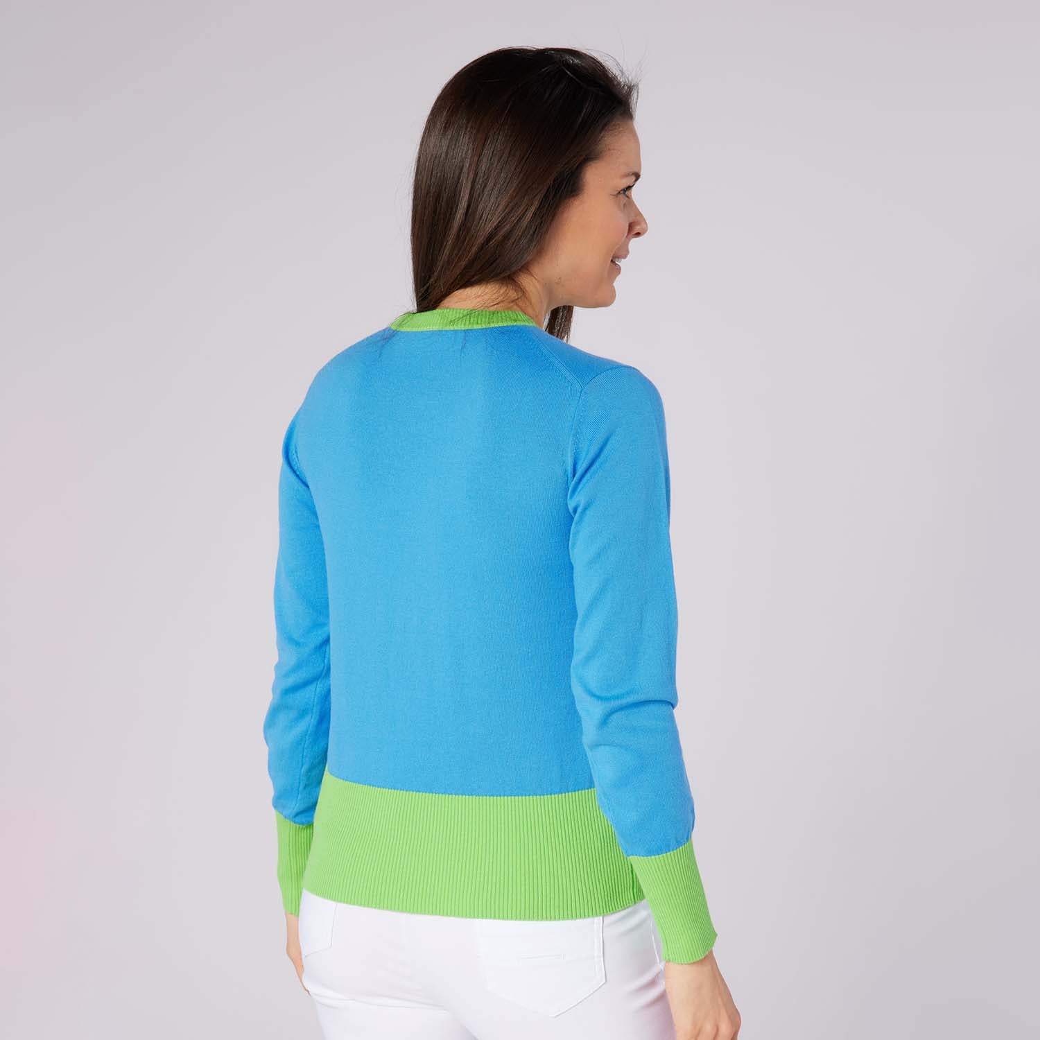Swing Out Sister Ladies Colour Block Knitted Sweater - Feminine Comfort & Course Ready Style