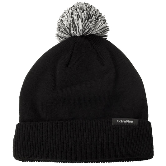 Calvin Klein Mens Fleece Lined Black Bobble Hat