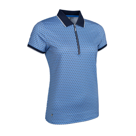 Glenmuir Ladies Short Sleeve Polo with Delicate Mosaic Weave Print