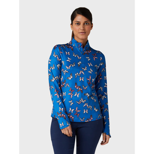 Callaway Ladies Butterfly Print Sun Protection Top in Baleine Blue