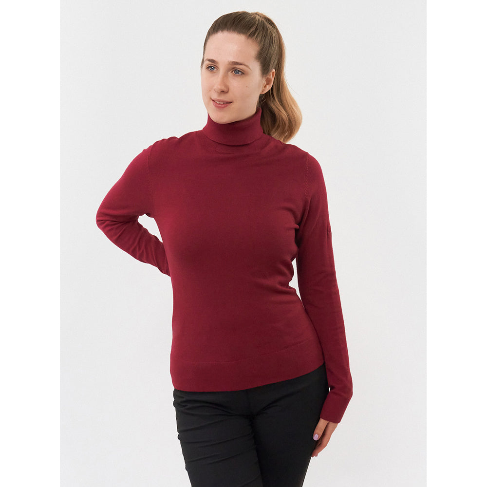 Pure Golf Ladies Classic Roll Neck in Garnet Berry GolfGarb