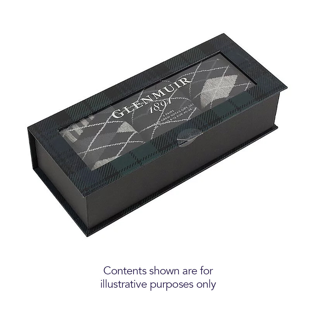 Glenmuir Mens 3-Pair Pack of Bamboo Socks in Tartan Gift Box