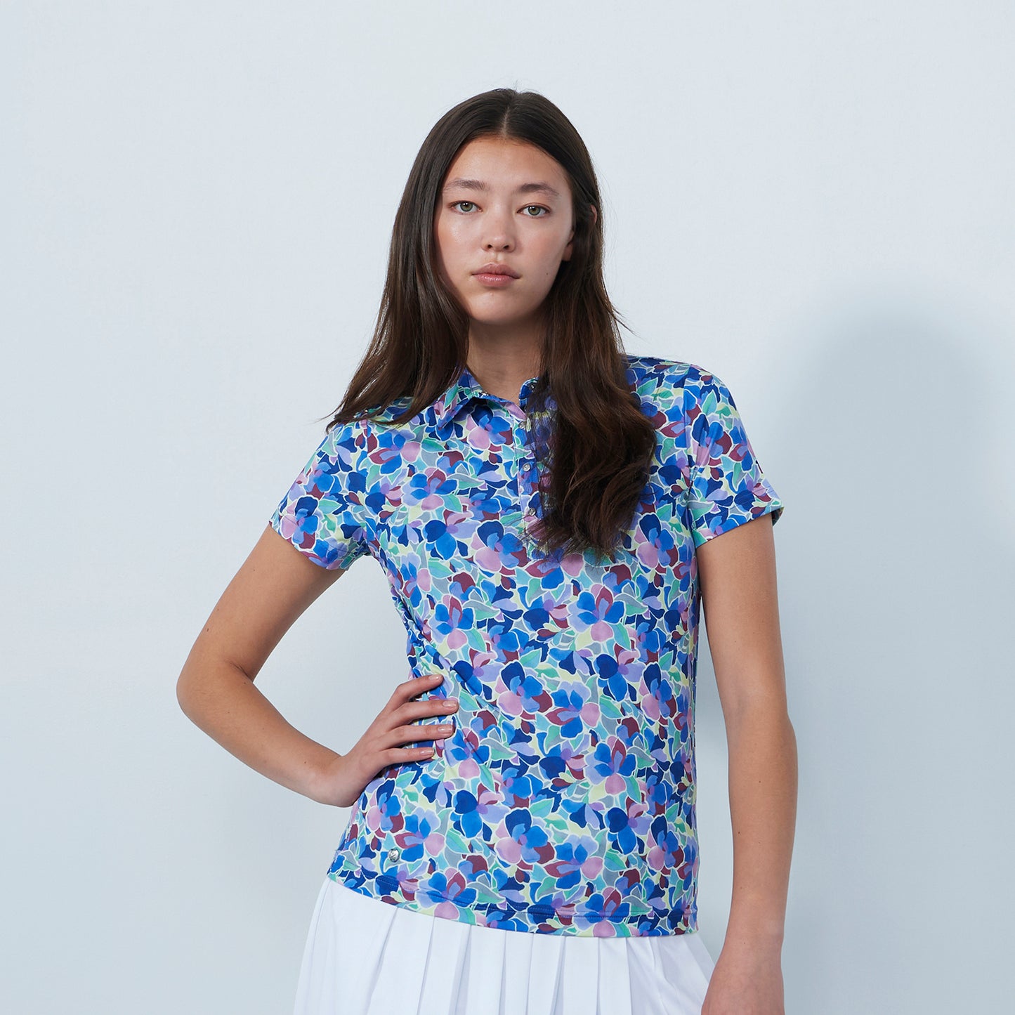 Daily Sports Ladies Floral Print Short Sleeve Polo 