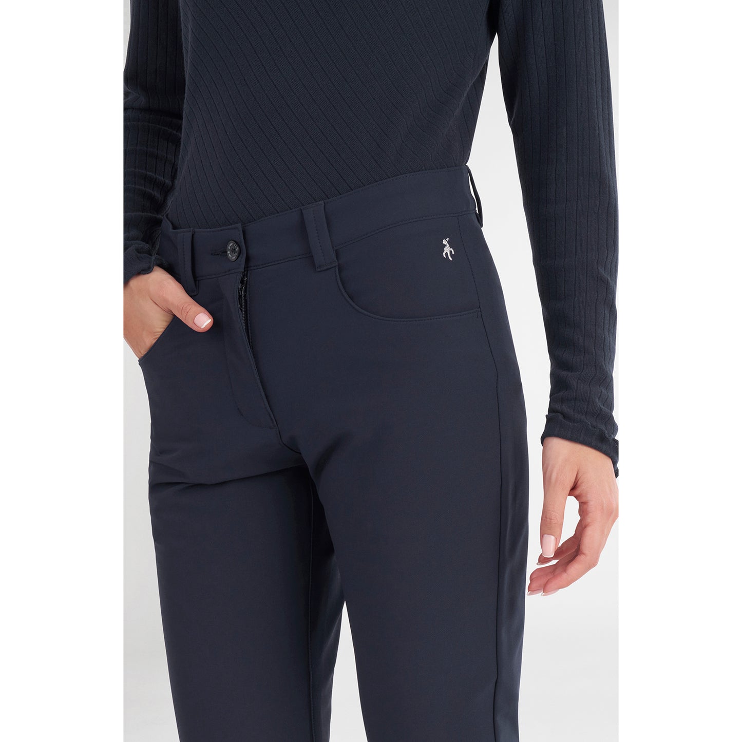 Green Lamb Luxe Thermal 4-Way Stretch Trouser in Navy