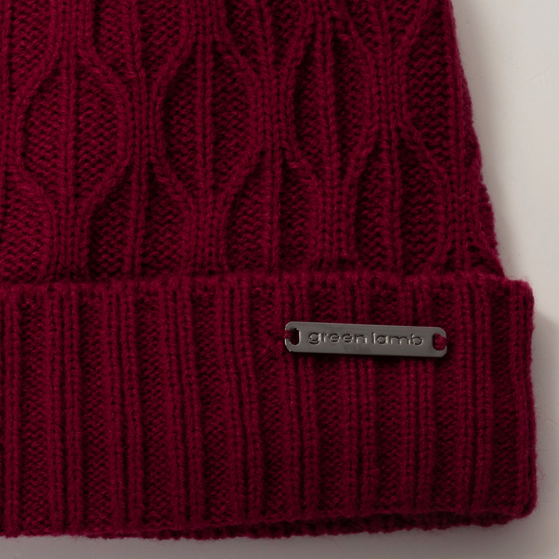 Green Lamb Ladies Fleece Lined Knitted Bobble Hat