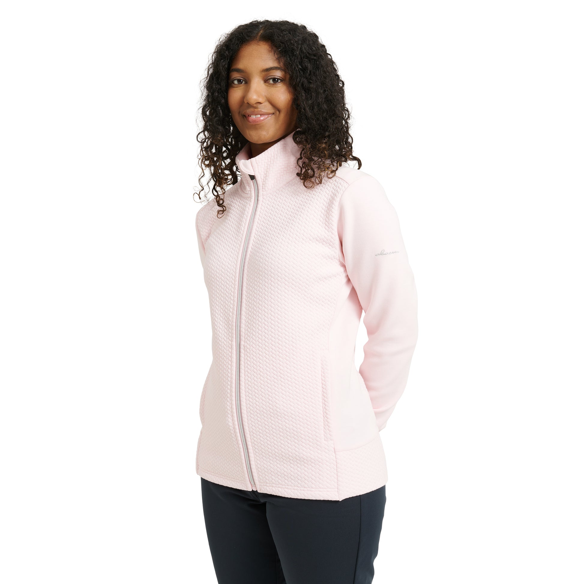 Abacus Ladies Jacquard Knit Full-Zip Fleece Mid-Layer Jacket