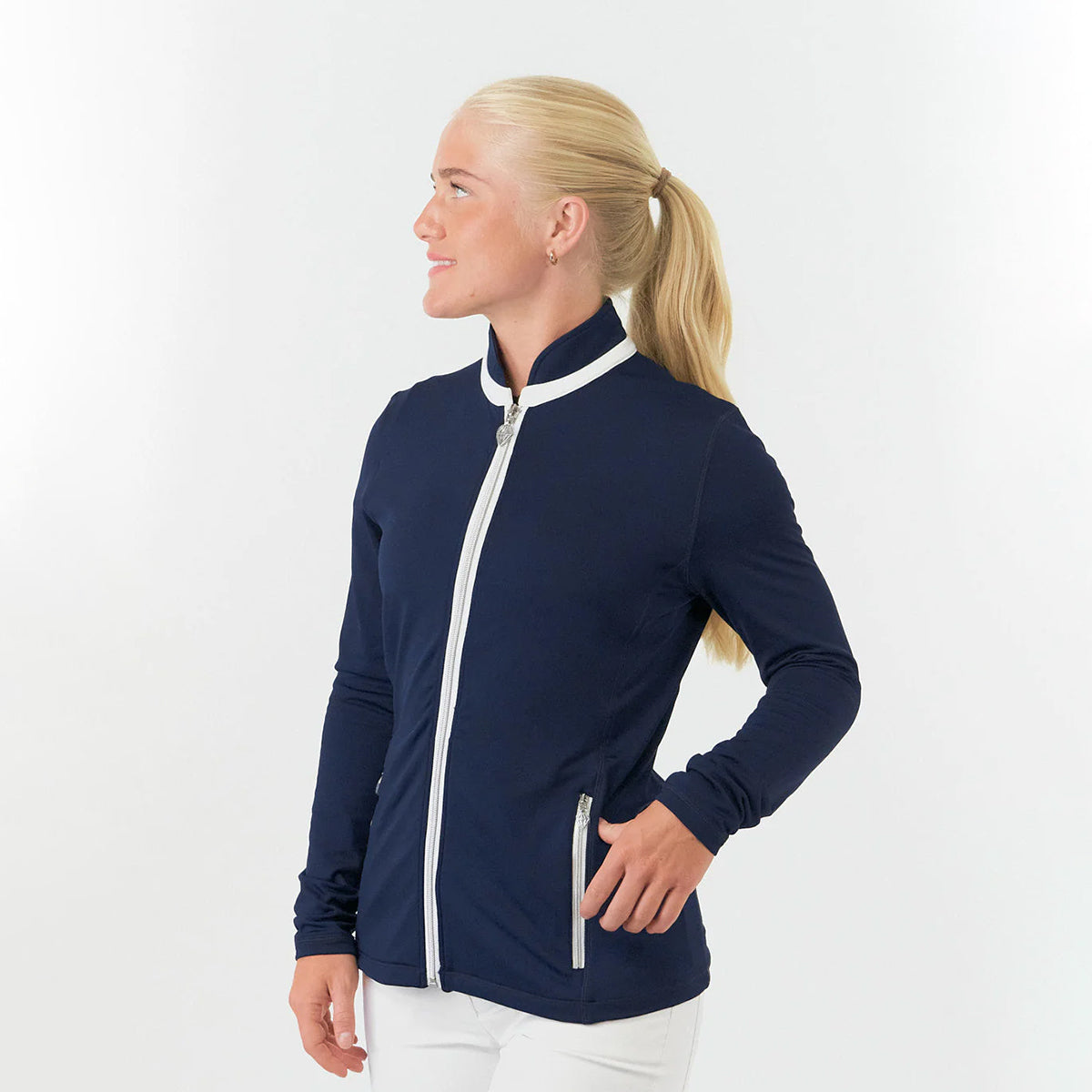 Pure Golf Ladies Full Zipped Mid-Layer Jacket in Navy