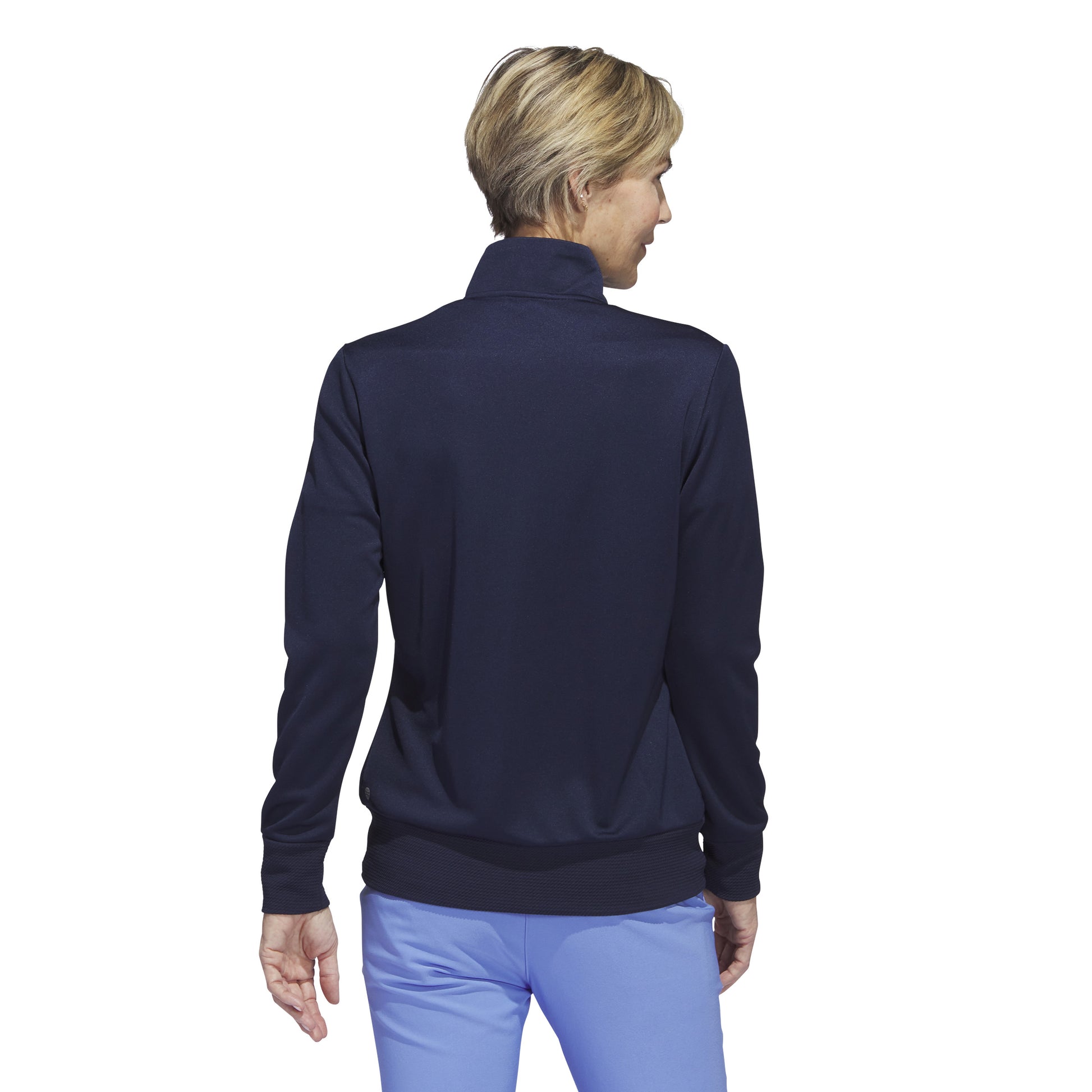 adidas Ladies Lightweight Textured Jersey Golf Jacket in Collegiate Navy