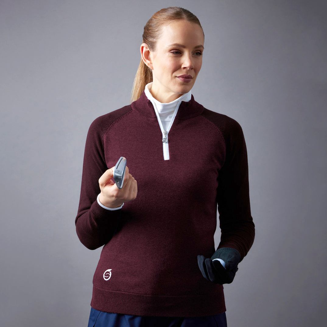 Sunderland Ladies Lined Golf Sweater with Water Repellent Scotchgard in Mulberry