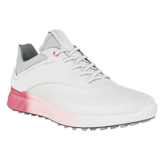 ECCO Ladies S-Three Golf Shoe with GORE-TEX in White & Bubblegum
