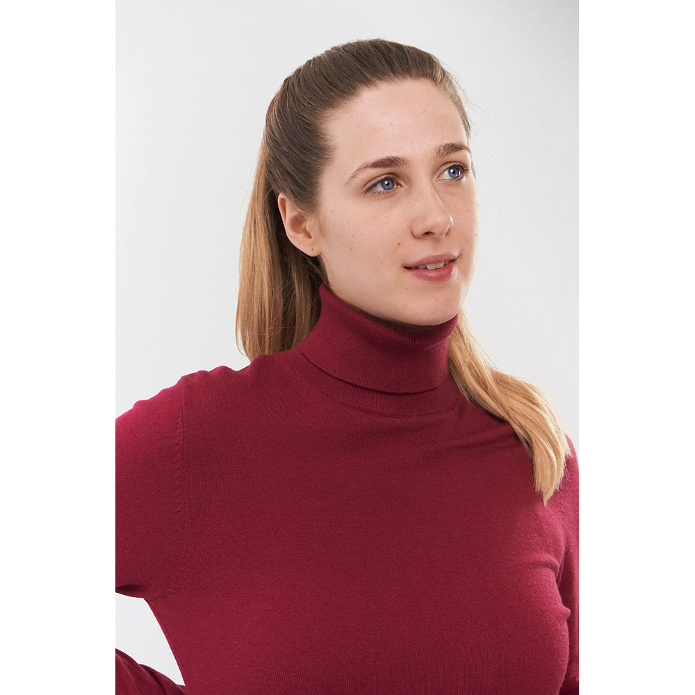 Pure Golf Ladies Classic Roll Neck in Garnet Berry GolfGarb