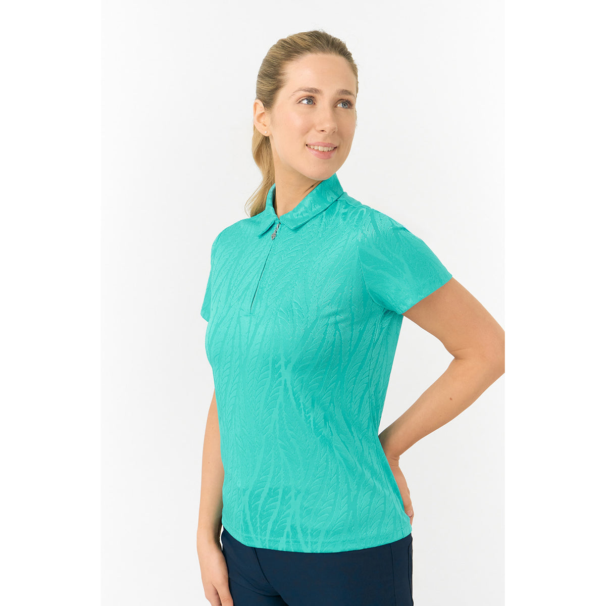 Pure Golf Ladies Jacquard Fern Print Polo