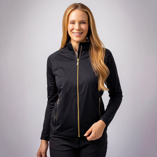Glenmuir Ladies Black Showerproof Jacket - Performance & Feminine Silhouette for Every Round