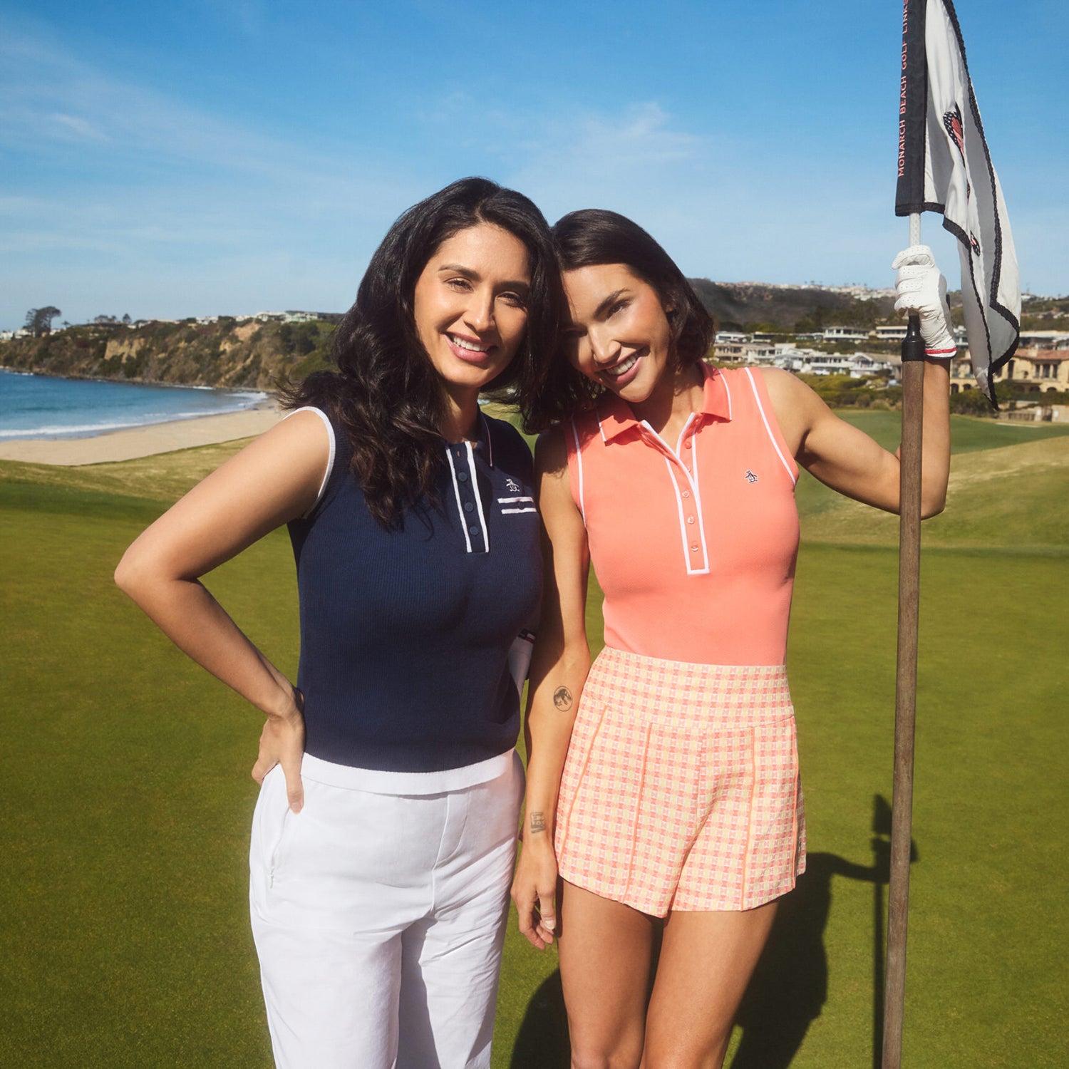 Original Penguin Ladies Sleeveless Fine Ribbed Knit Top In Navy