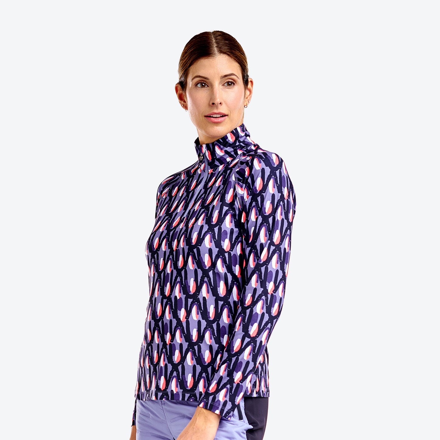 Nivo Ladies Quick-Dry Golf Top in Abstract Floral Print