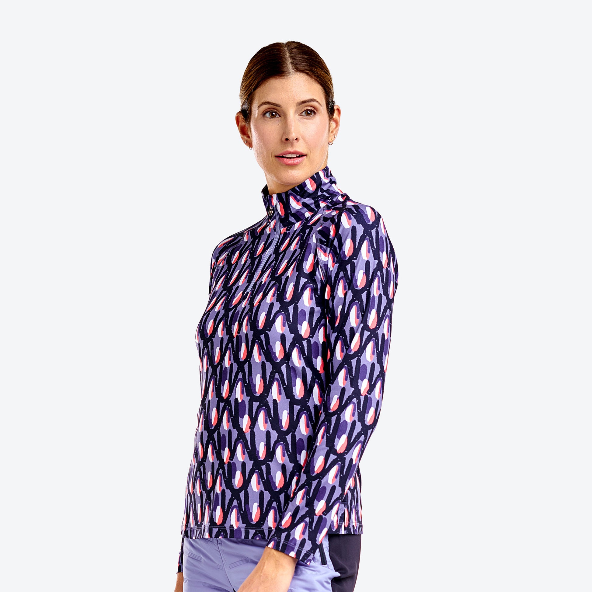 Nivo Ladies Quick-Dry Golf Top in Abstract Floral Print