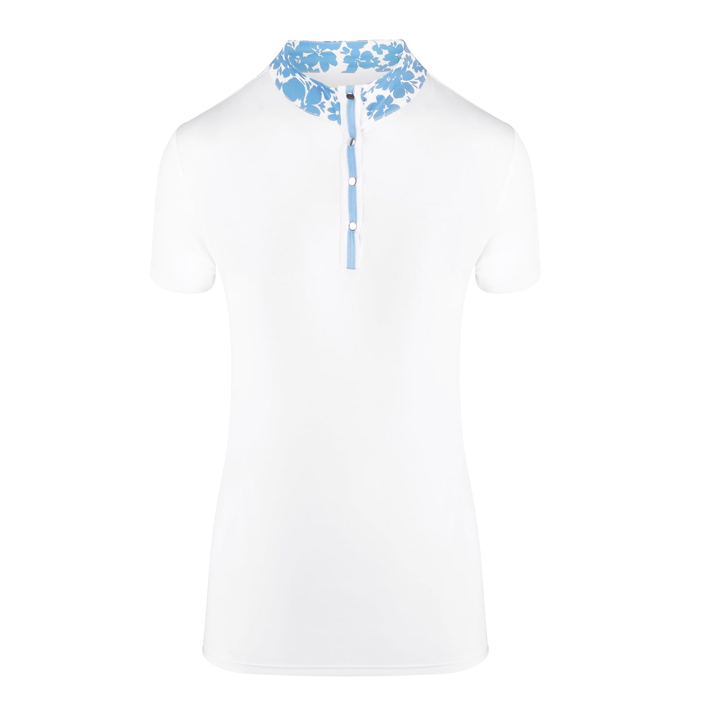 Swing Out Sister Ladies Cap Sleeve Polo with Print Panels in Optic White