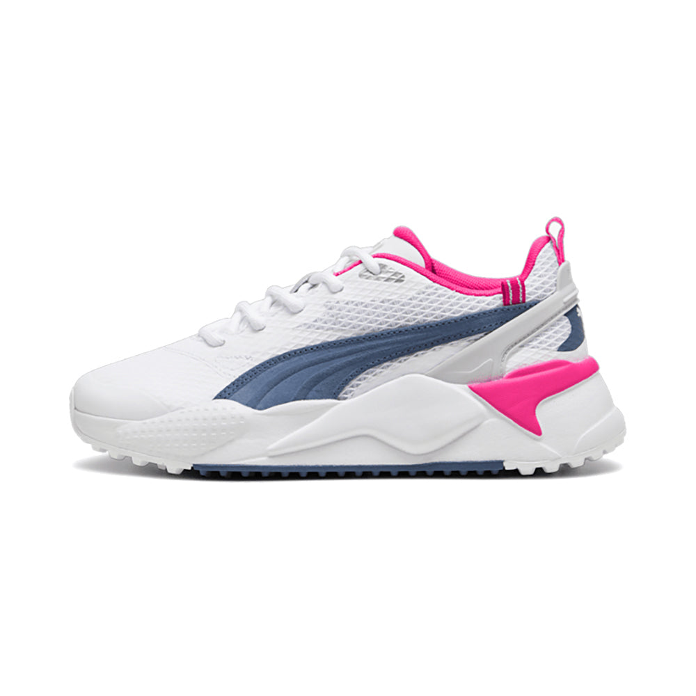 Puma Ladies GS-X Efekt Waterproof Golf Shoe in White and Neon Pink
