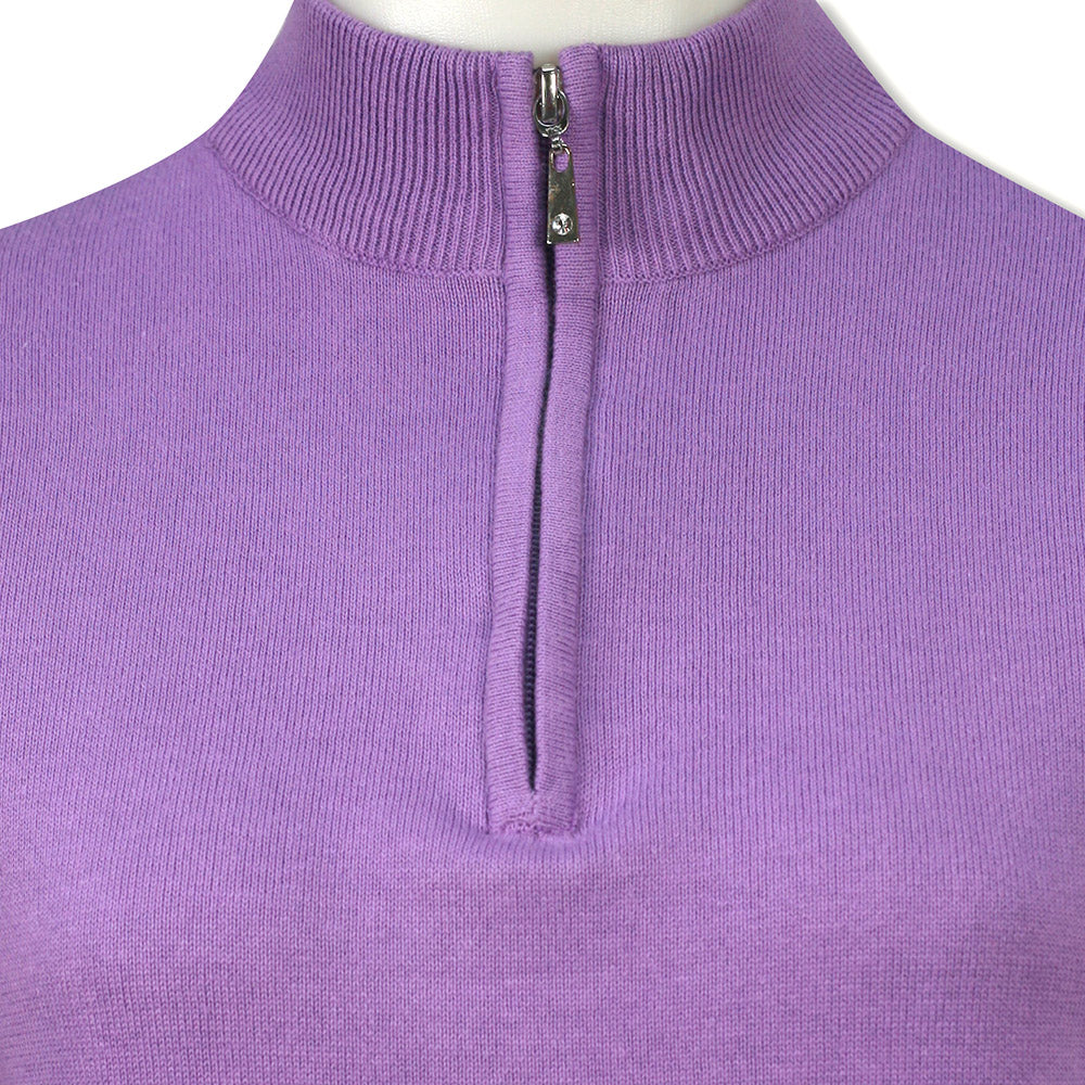 Glenmuir Ladies 100% Cotton Half-Zip Sweater in Amethyst