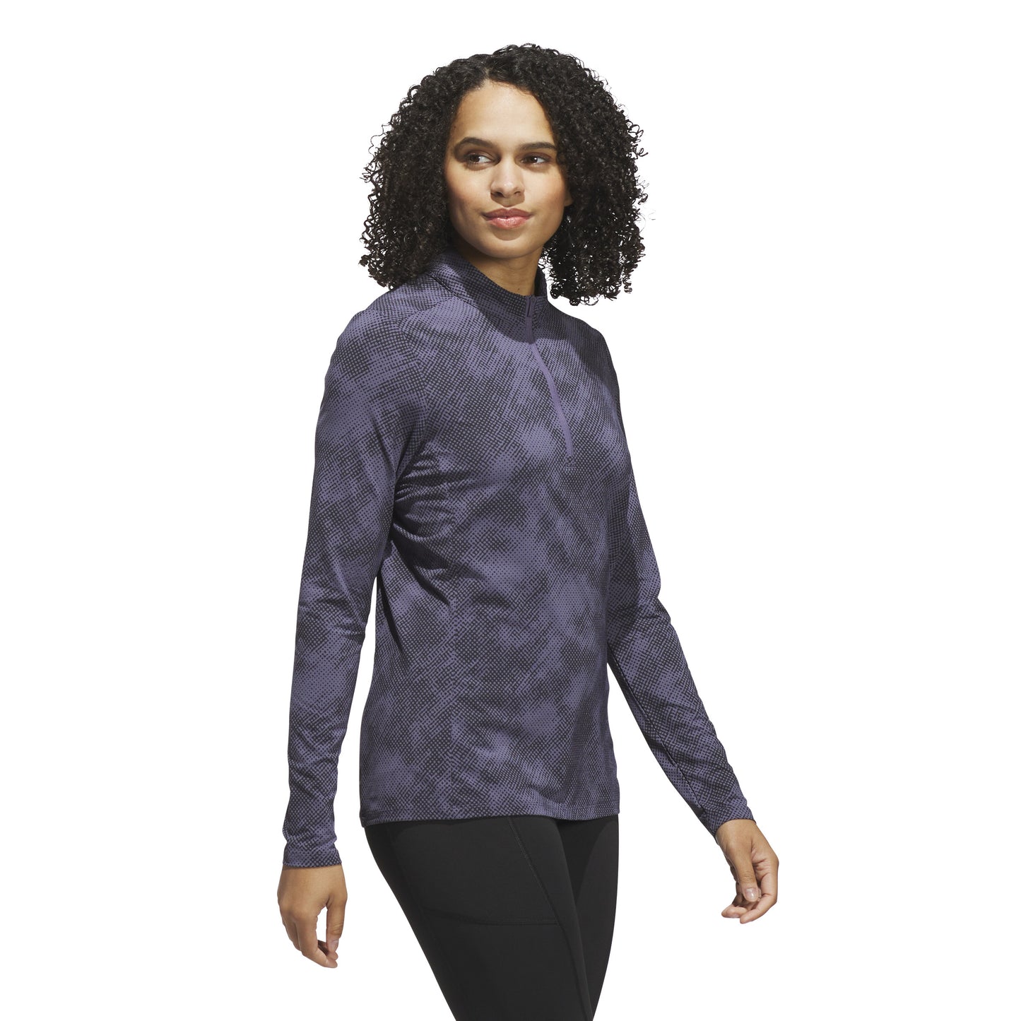 adidas Golf Ladies Zip-Neck Top with Abstract Dot Print