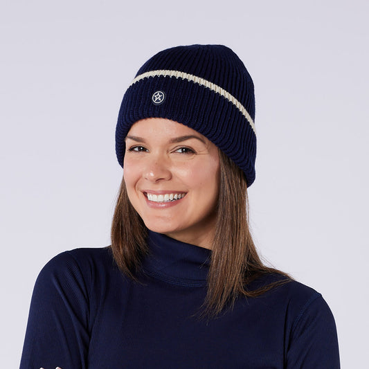 Swing Out Sister Fully Fleece Lined Water Resistant Beanie Hat in Navy