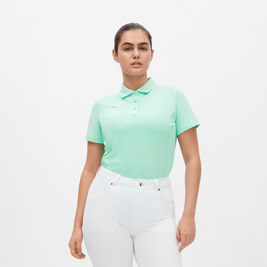 Rohnisch Women's Short Sleeve Polo with Textured Panels in Ice Green