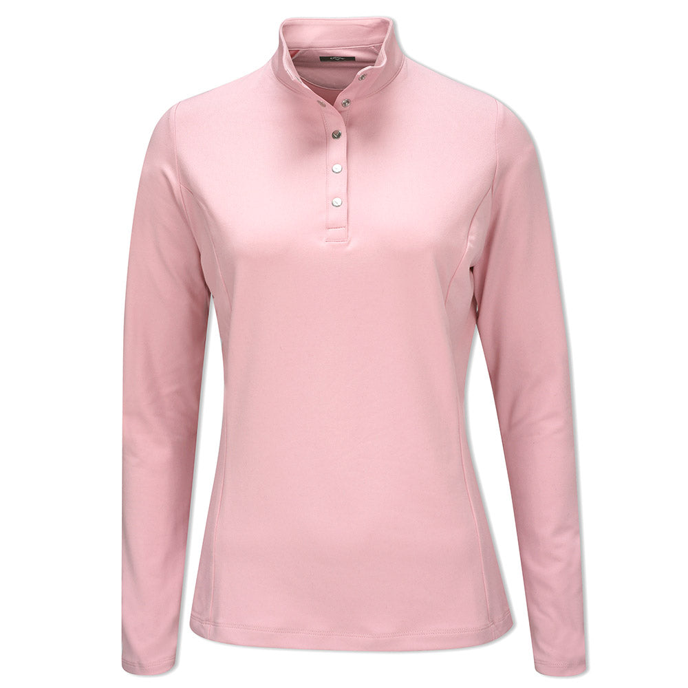 Callaway Ladies Thermal Long Sleeve Fleece Back Jersey Polo in Pink Ne –  GolfGarb