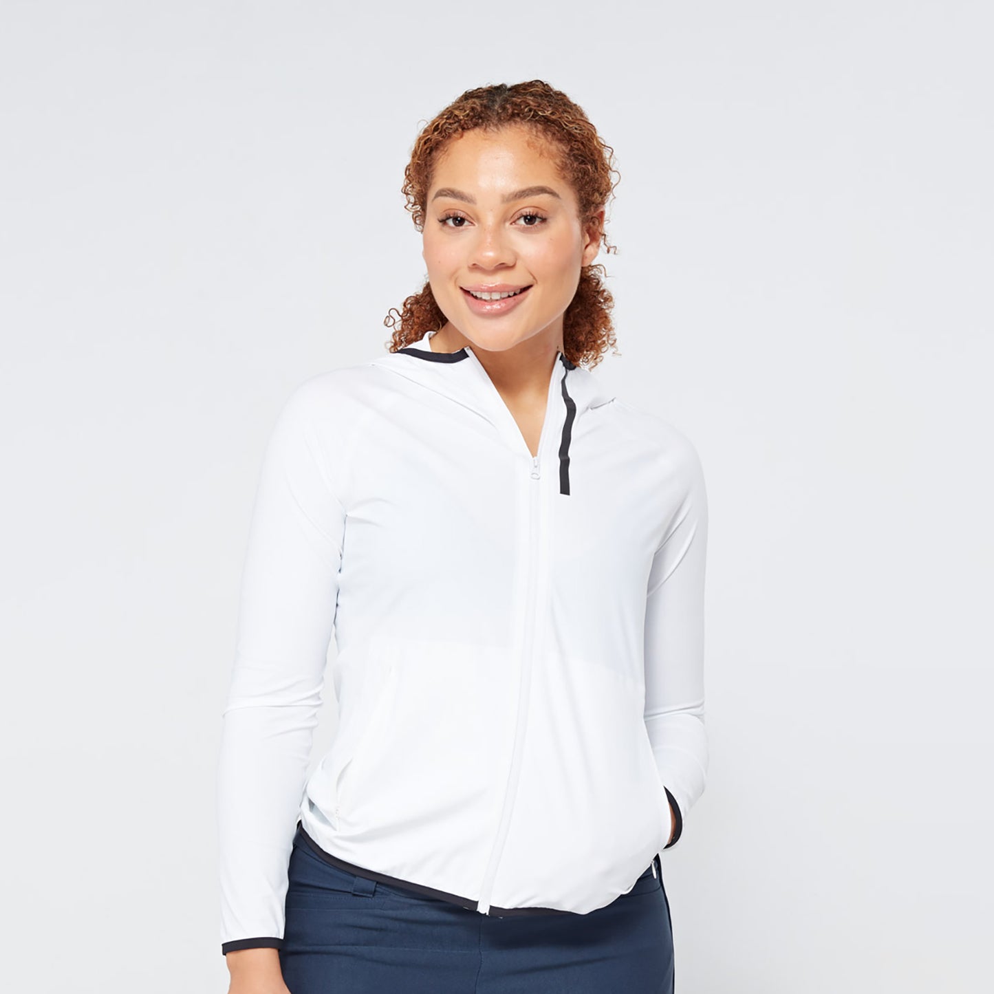 Swing Out Sister Ladies White Ultra-Lightweight Hooded Jacket