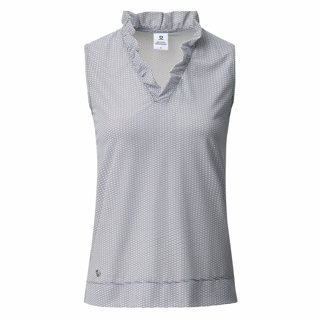Daily Sports Ladies Frill Collared Sleeveless Polo Shirt in Navy