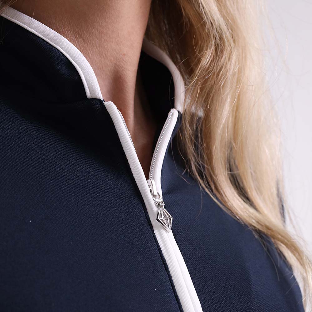 Pure Golf Ladies Sleeveless Mandarin Polo Shirt in Navy