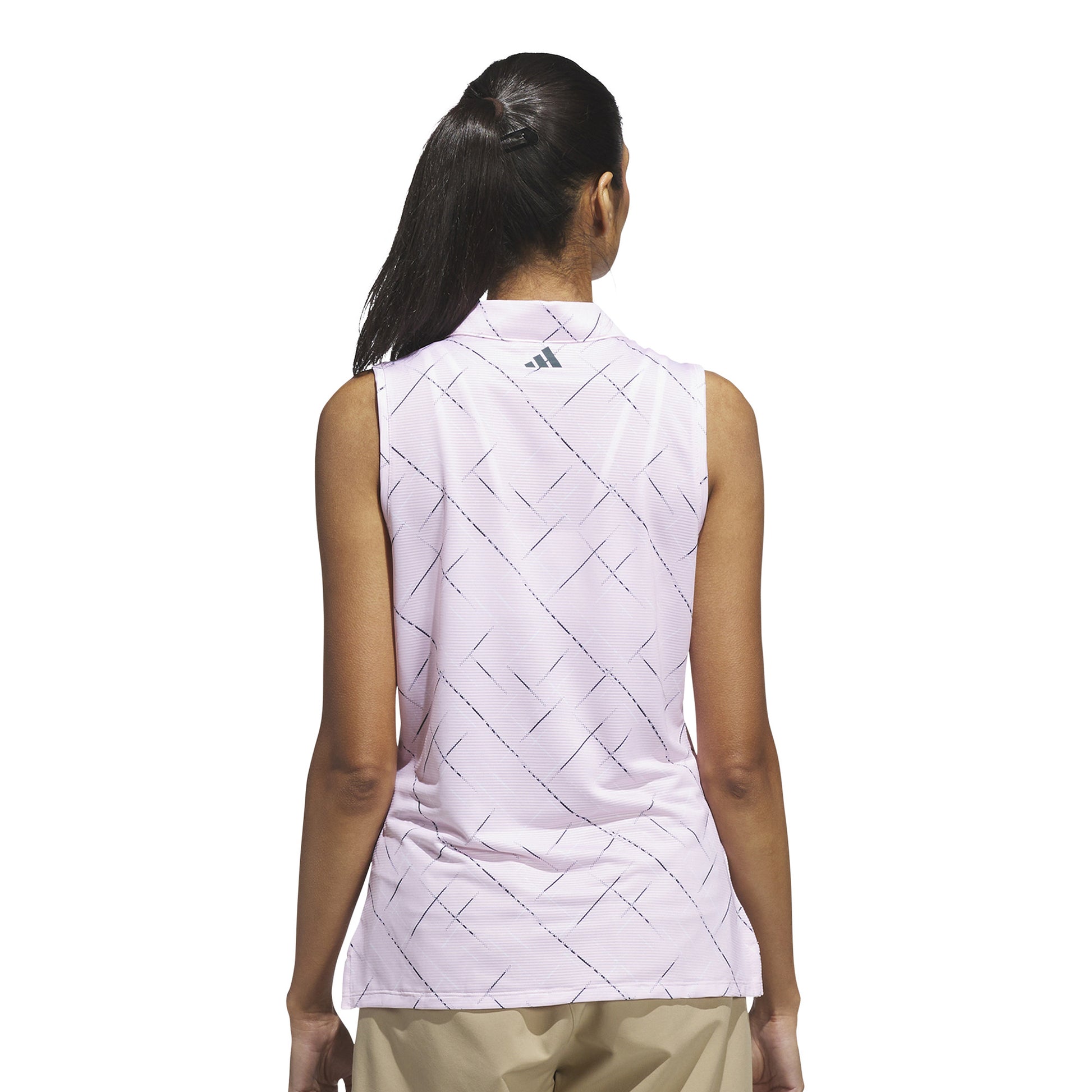 adidas Golf Ladies Linear Print Sleeveless Polo