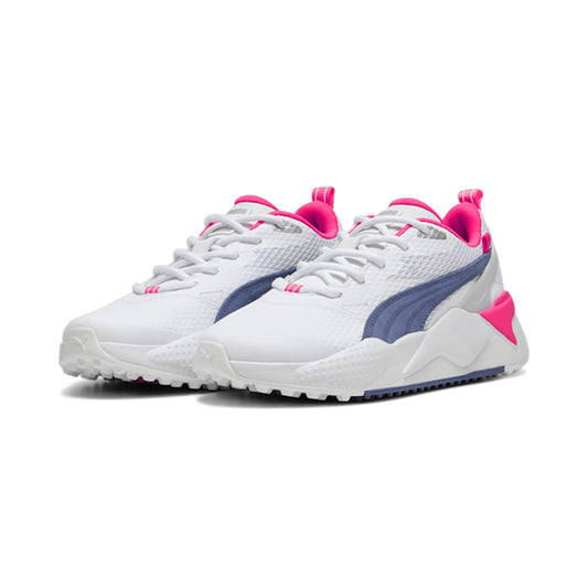 Puma Ladies GS-X Efekt Waterproof Golf Shoe in White and Neon Pink