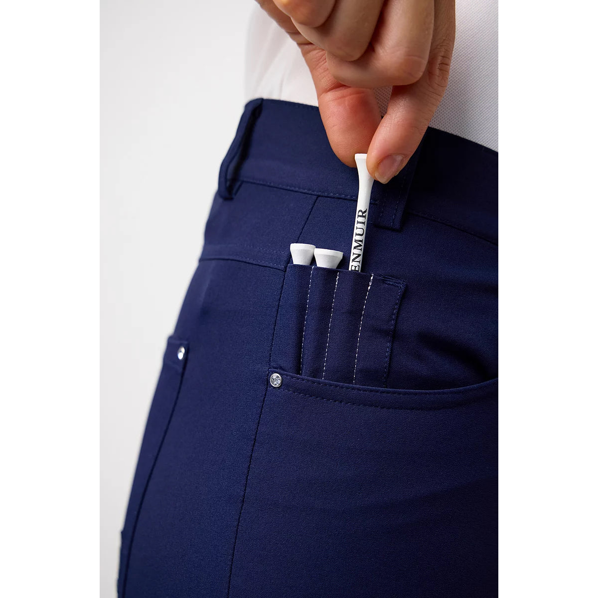 Glenmuir Ladies Navy Pedal Pushers - Tailored Stretch Fit with Diamanté Detailing