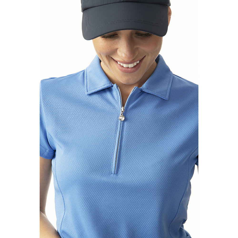 Daily Sports Ladies Zip Neck Pacific Blue Golf Polo