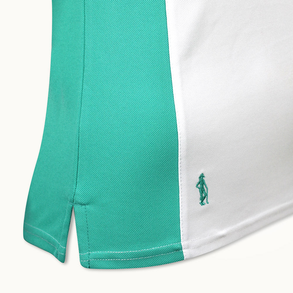Glenmuir Ladies Short Sleeve Polo with Birdseye Rib Collar in White/Marine Green
