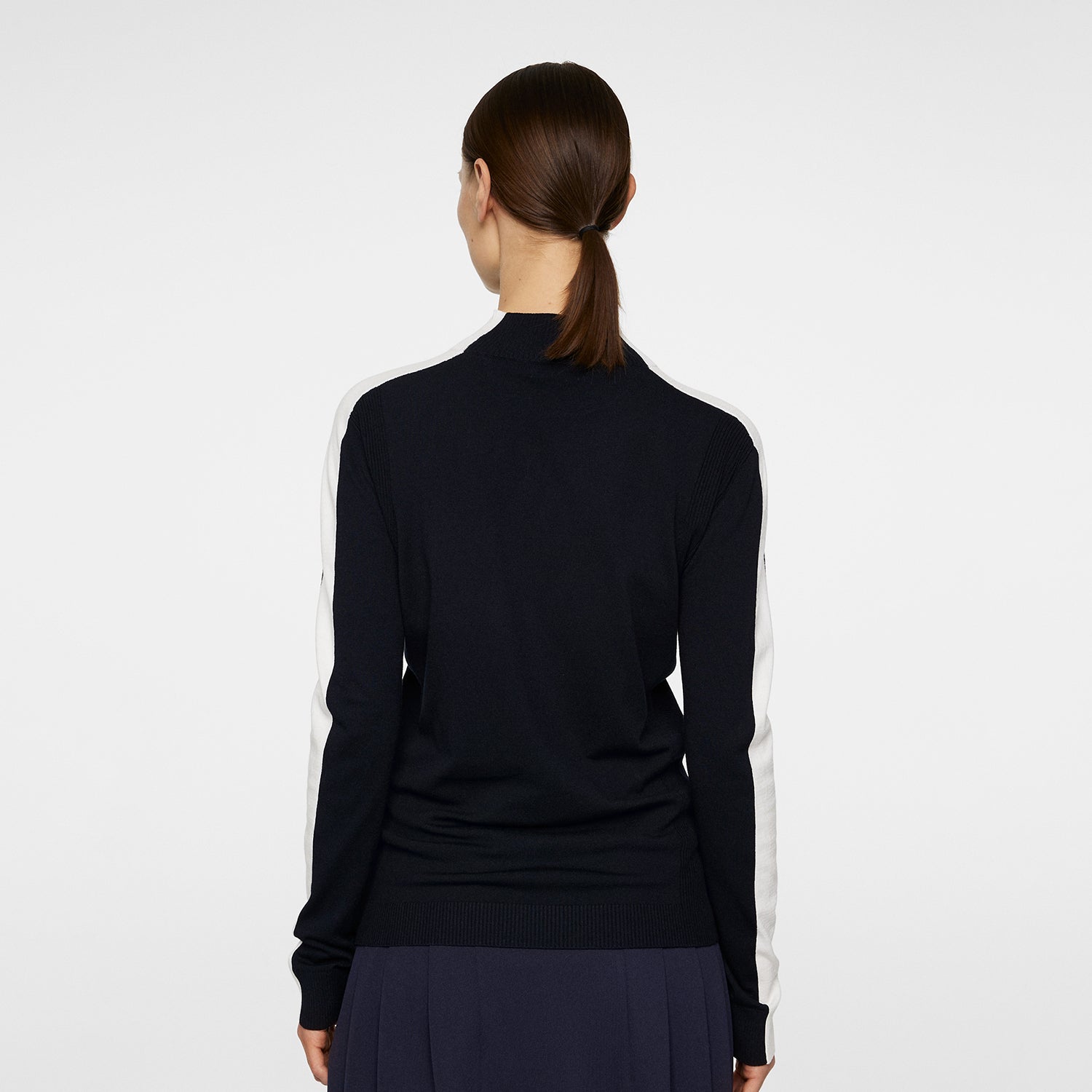 J.Lindeberg Ladies Navy Knitted Sweater with Ribbed Detailing