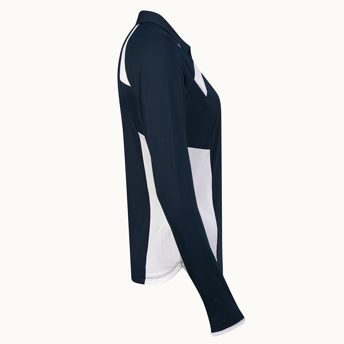 Original Penguin Ladies Long Sleeve Navy Colourblock Zip-Neck Polo 