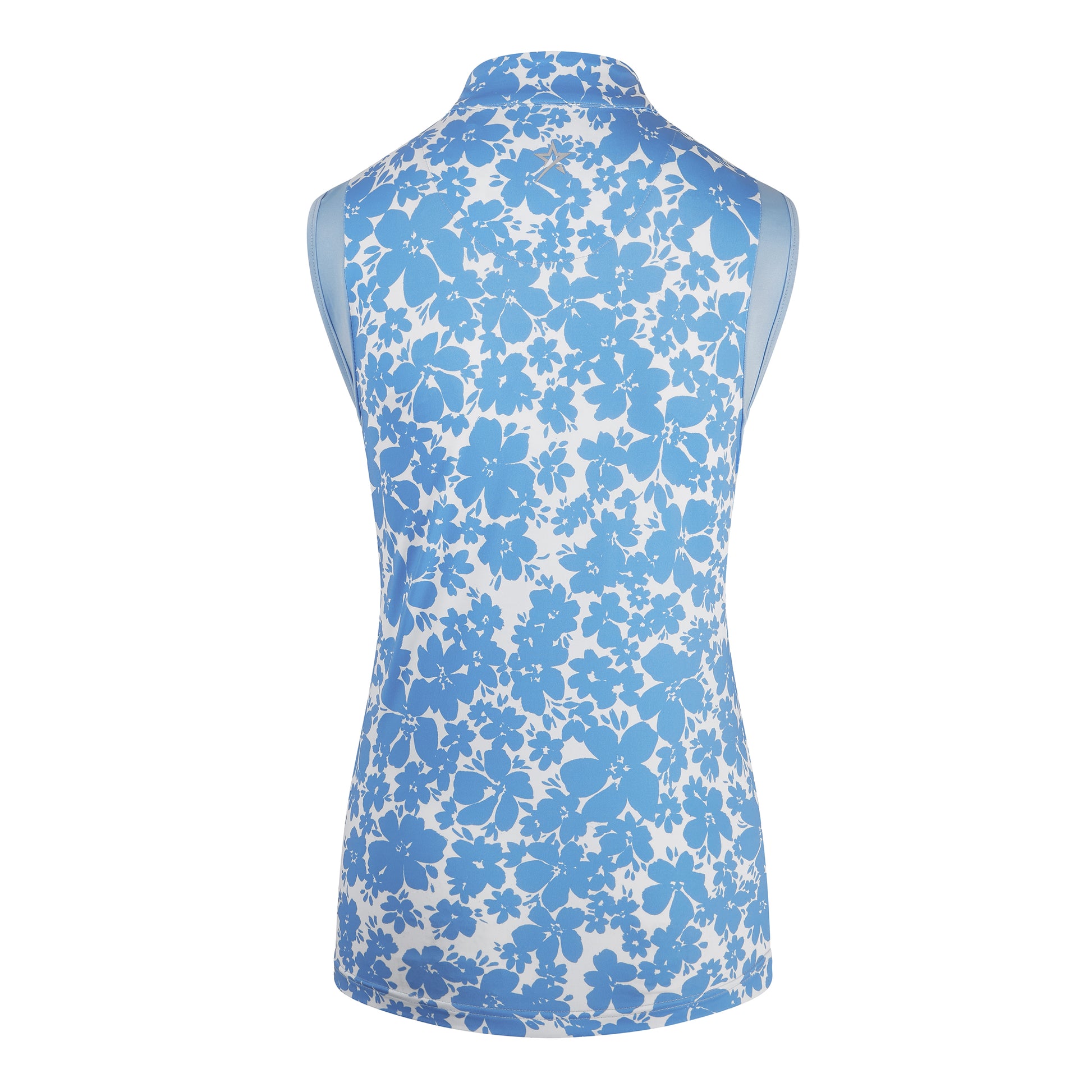 Swing Out Sister Ladies Sleeveless Full Bloom Print Polo with Zip-neck