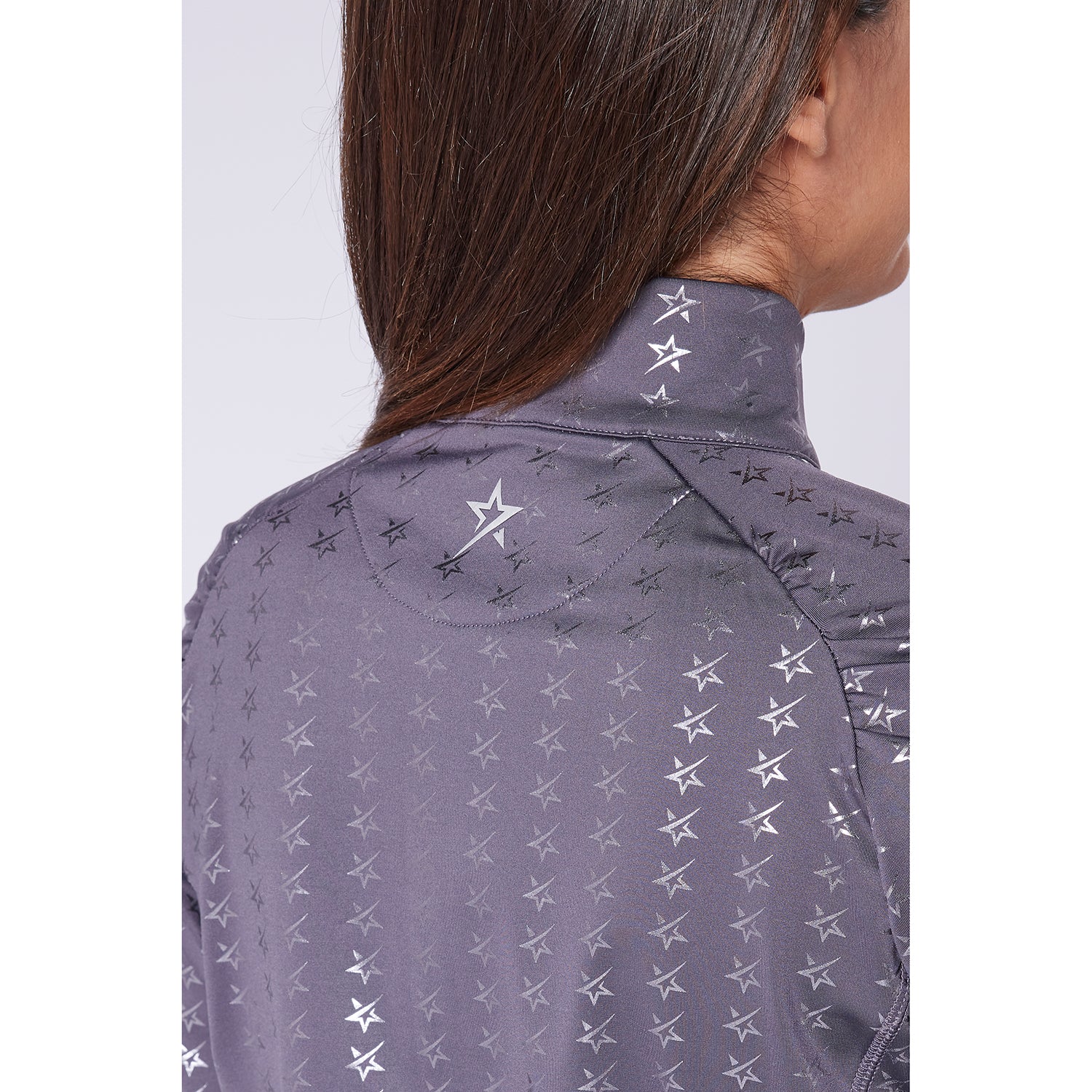 Swing Out Sister Ladies Zip-Neck Midlayer Top with Silver Stars