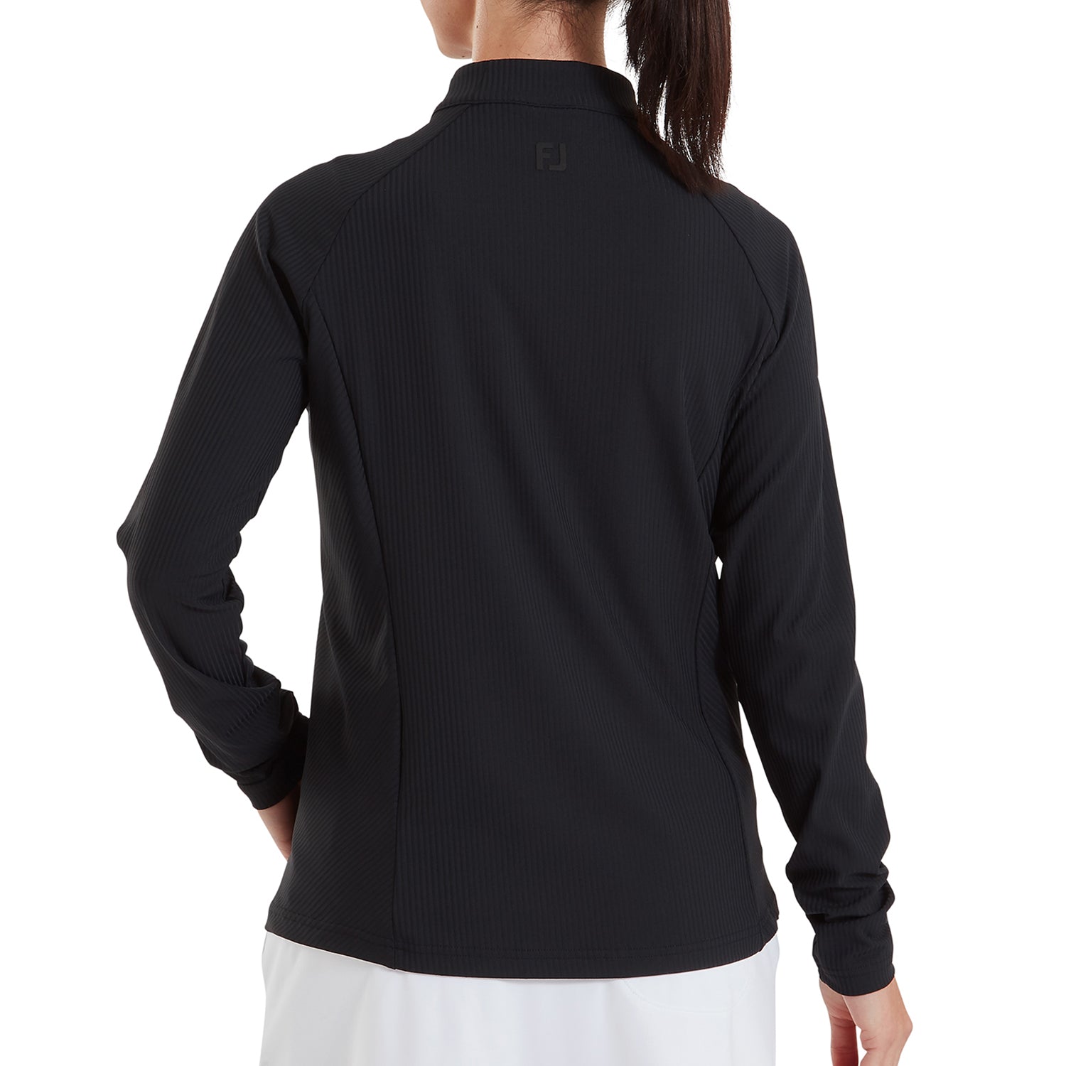 FootJoy Ladies Full Zip Mid-Layer in Black with Ribbed Details for a Striking Silhouette