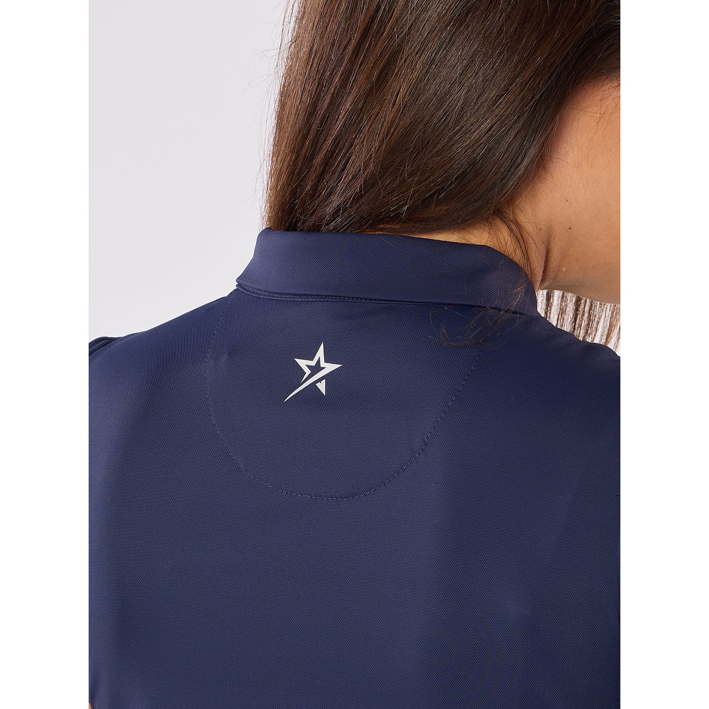 Swing Out Sister Ladies Fluted Sleeve Navy Polo for Elegant Flair On & Off The Course