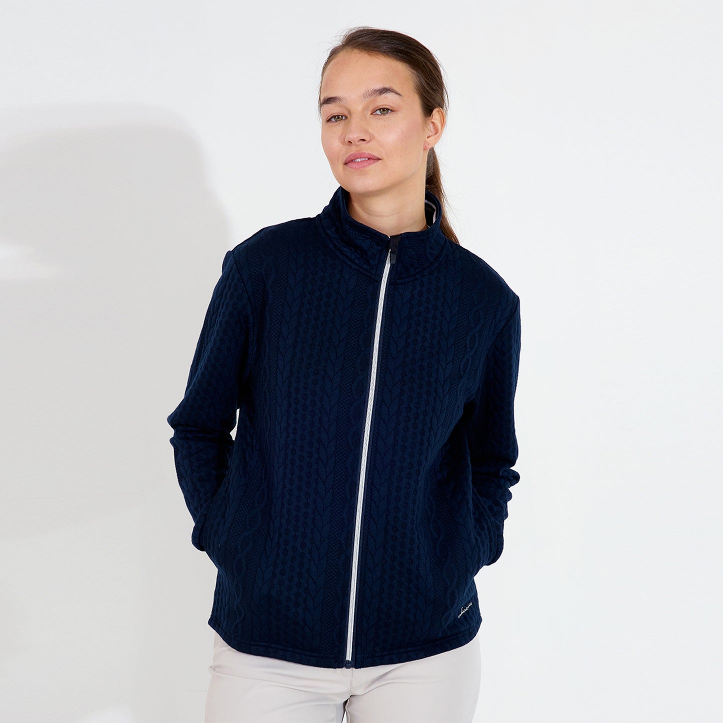 Abacus Ladies Full-Zip Fleece Mid-Layer Jacket in Navy