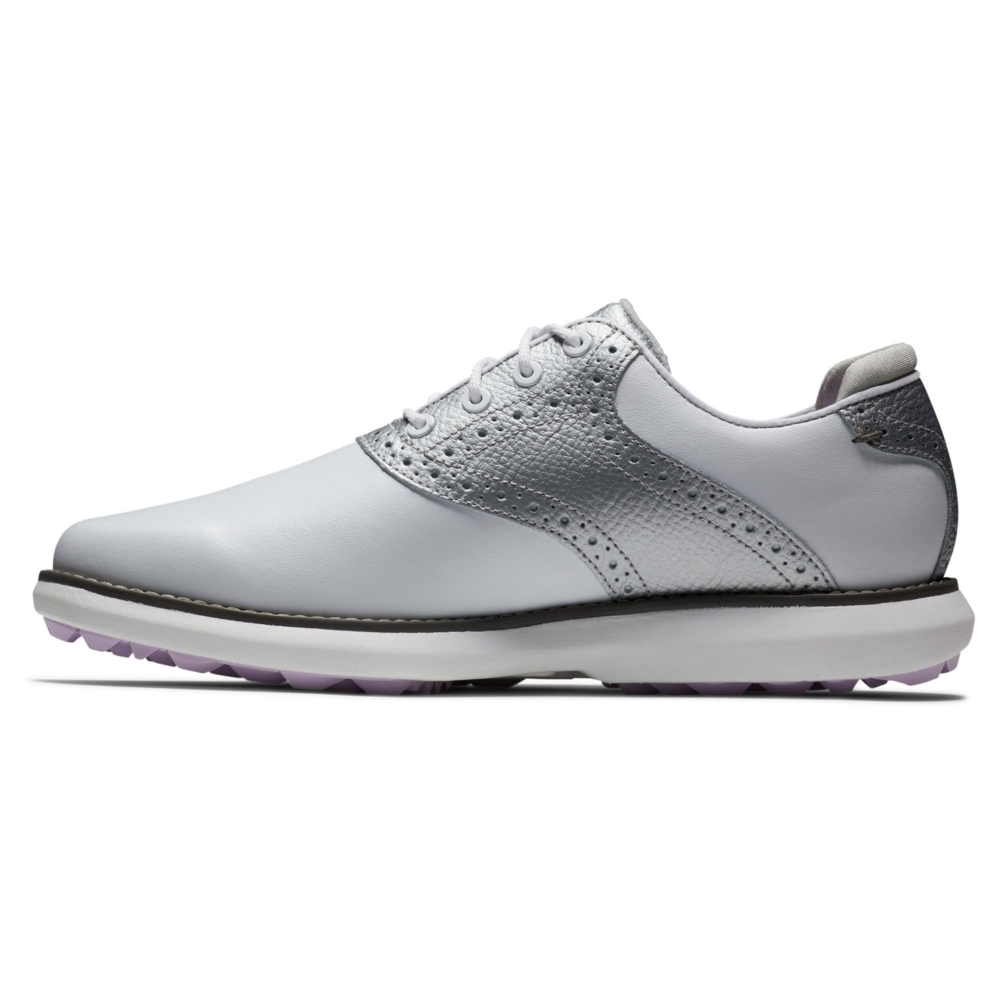 FootJoy Ladies Traditions Shoes in White, Silver & Purple