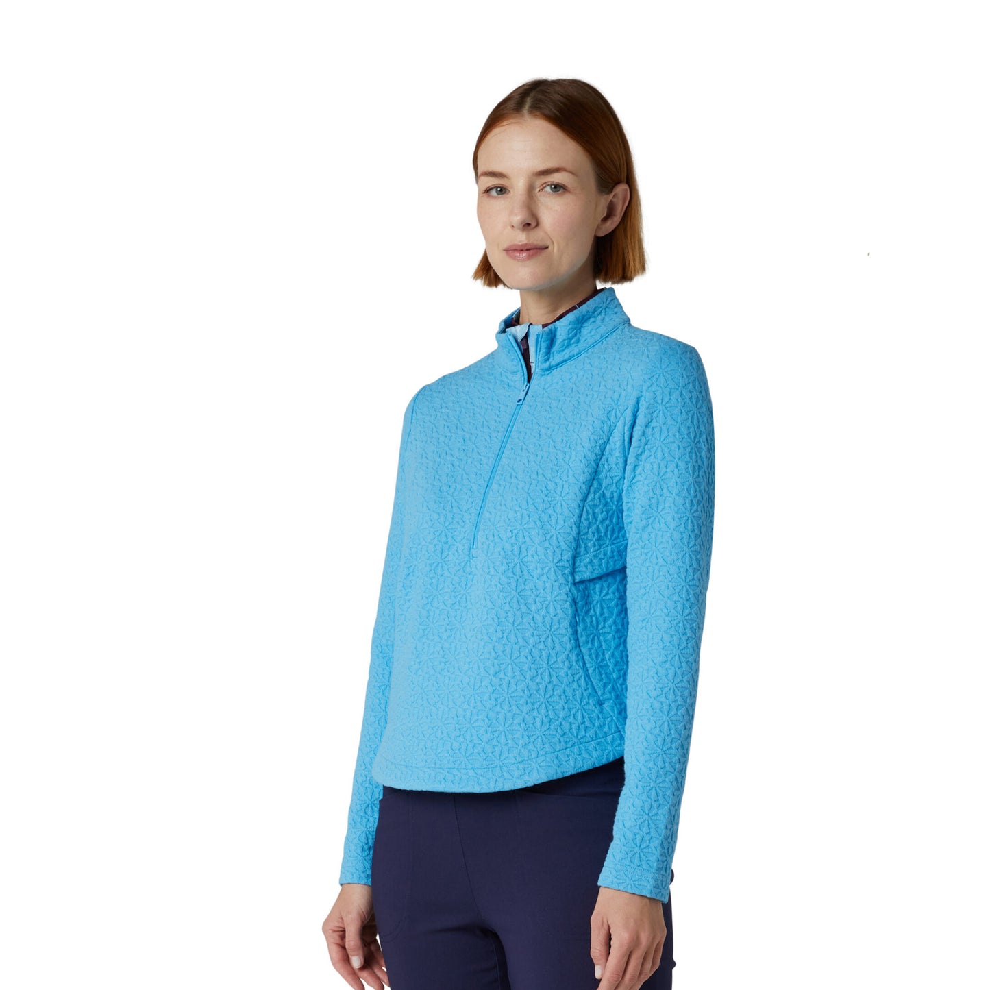 Callaway Ladies Golf Textured Floral Zip-Neck Top