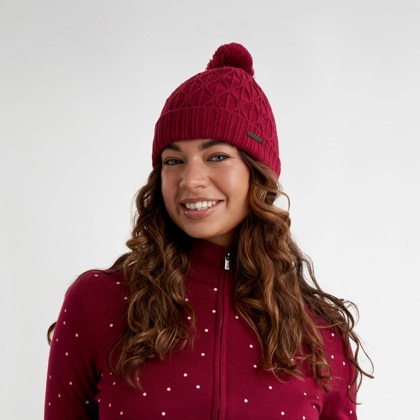 Green Lamb Ladies Fleece Lined Knitted Bobble Hat