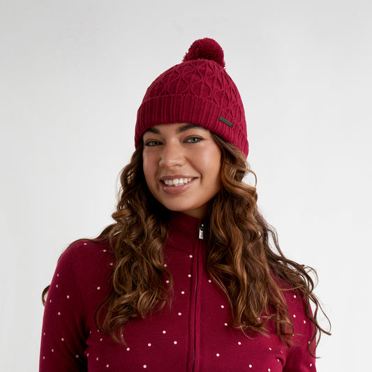 Green Lamb Ladies Fleece Lined Knitted Bobble Hat