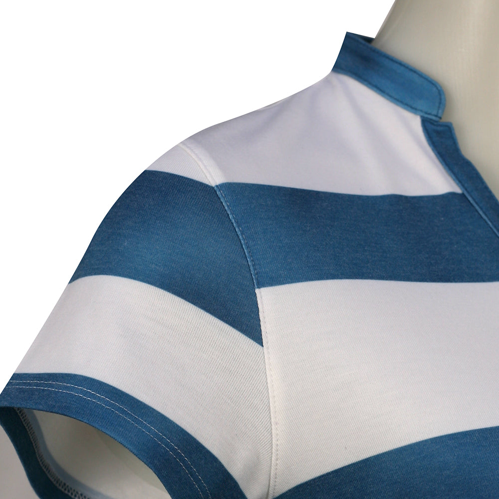 Puma Ladies Short Sleeve Polo with FusionYarn in Milky Blue Dye Stripe