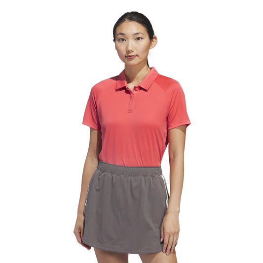 adidas Ladies HEAT.RDY Short Sleeve Polo with Textured Weave Finish in Preloved Scarlet