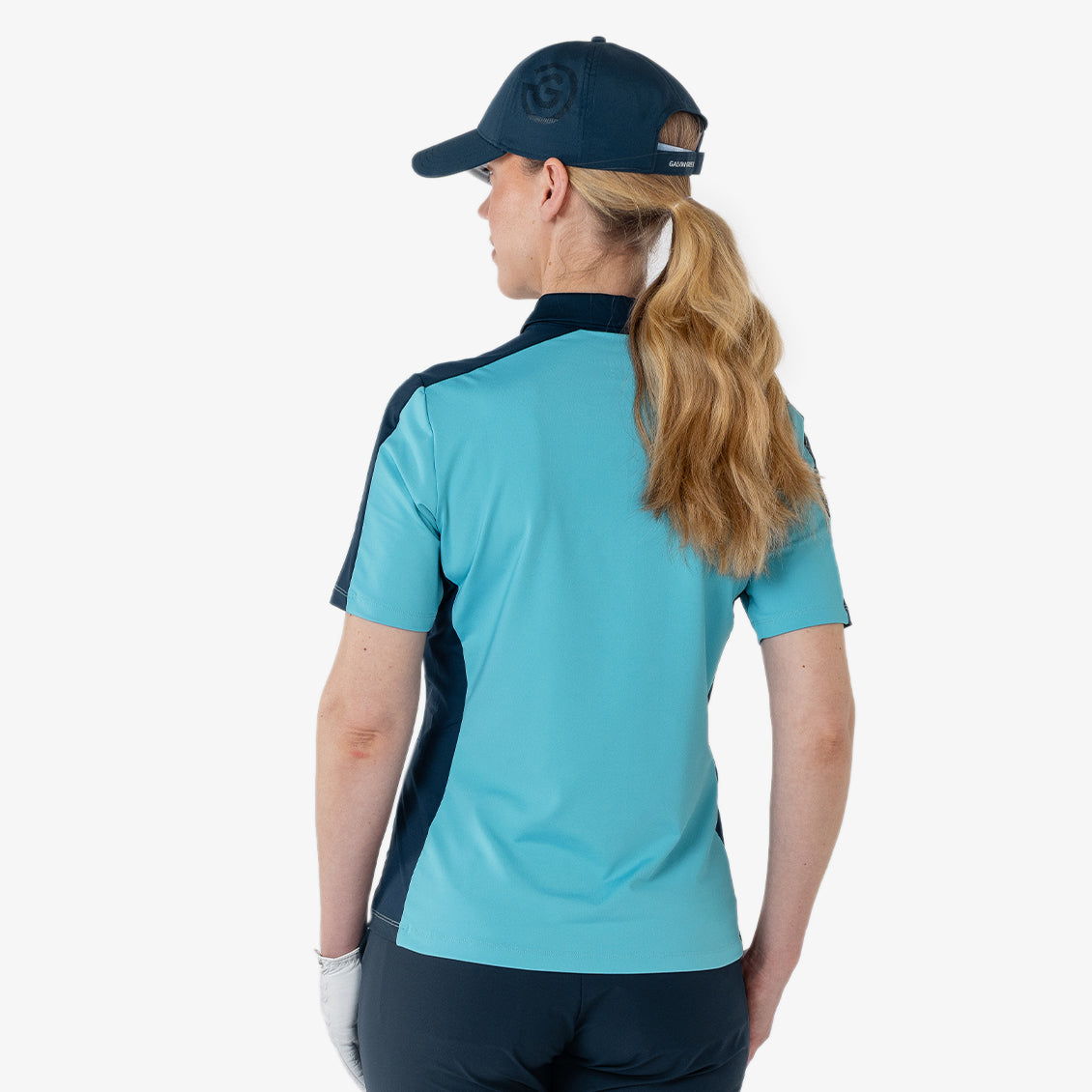 Galvin Green Ladies Short Sleeve Polo with Flattering Contrast Panels in Navy