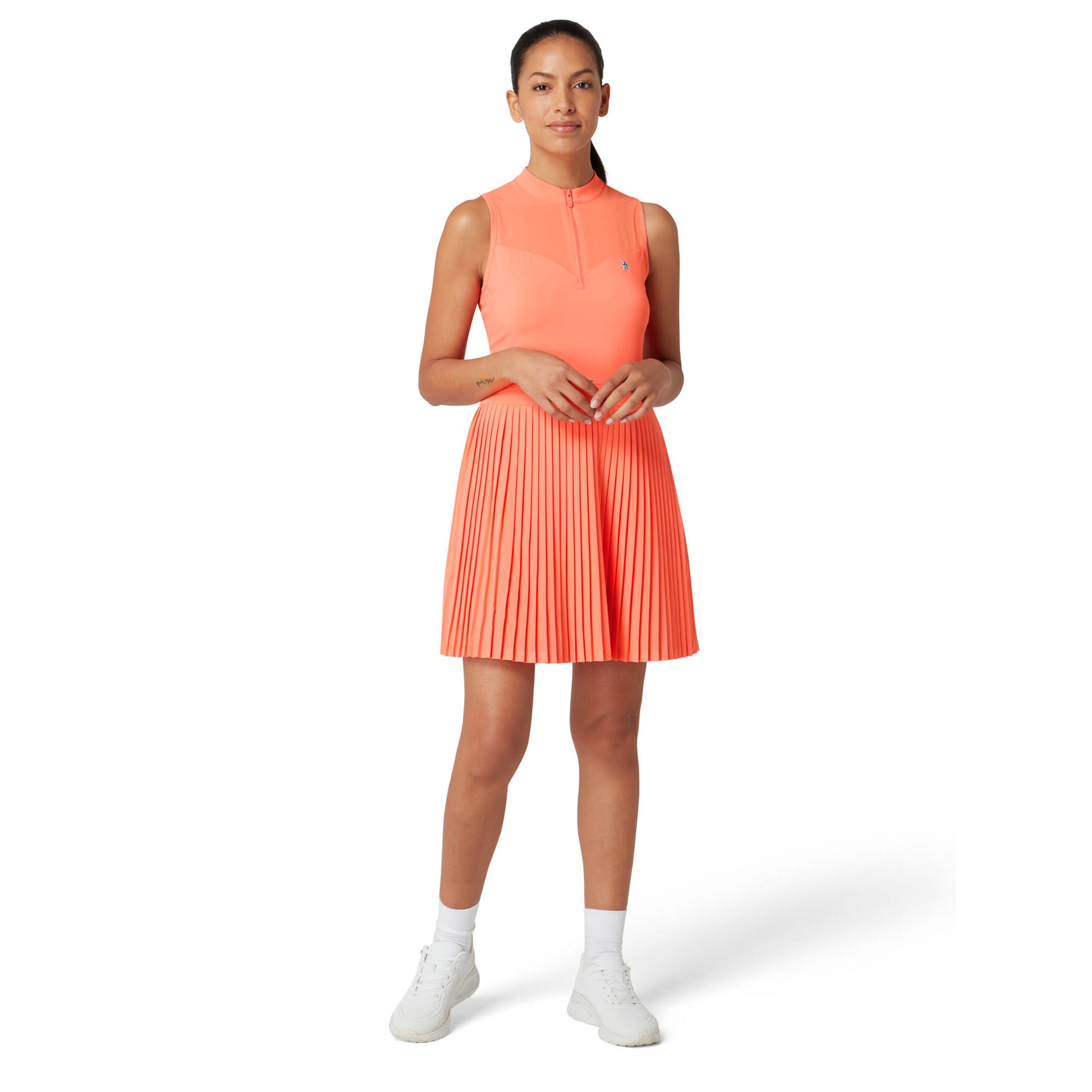 Original Penguin Ladies Pleated Dress with Mesh Inserts